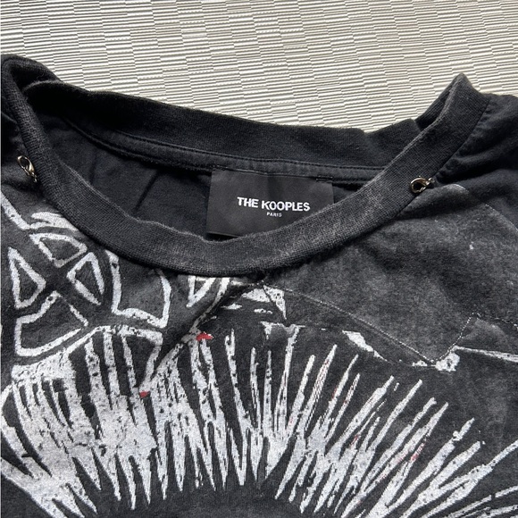 The kooples paris black t shirt cropped  graphic vintage band punk Sz 2 - Picture 6 of 11